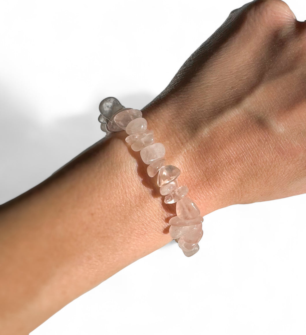 Rose Quartz Bracelet | dogtooth crystals